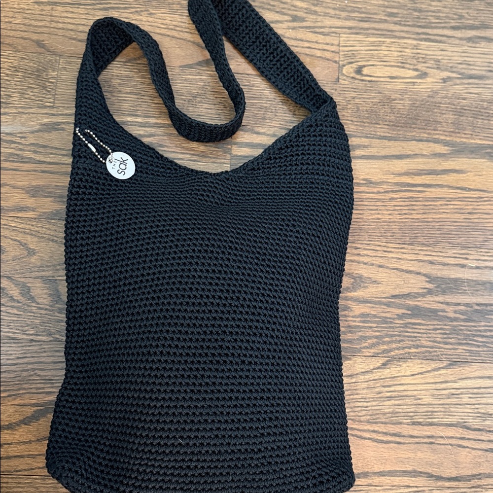 The Sak Crochet Hobo Black Shoulder Bag